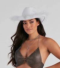 Western Chick Marabou Feather Cowboy Hat