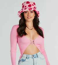 Heart For Cozy Faux Fur Bucket Hat