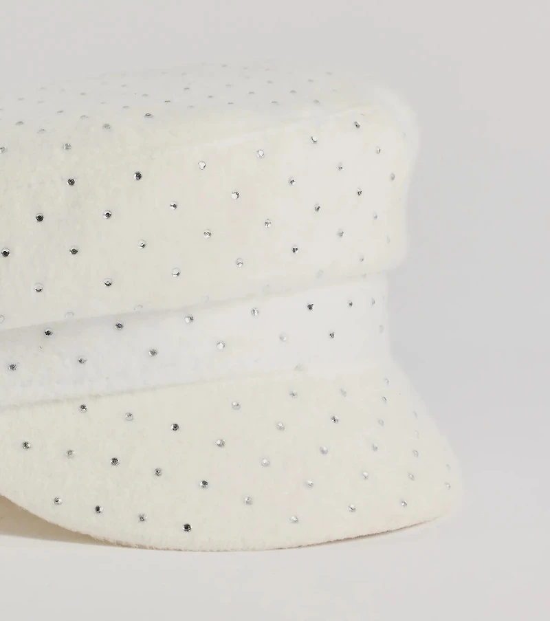 Glam Aura Rhinestone Cabbie Hat