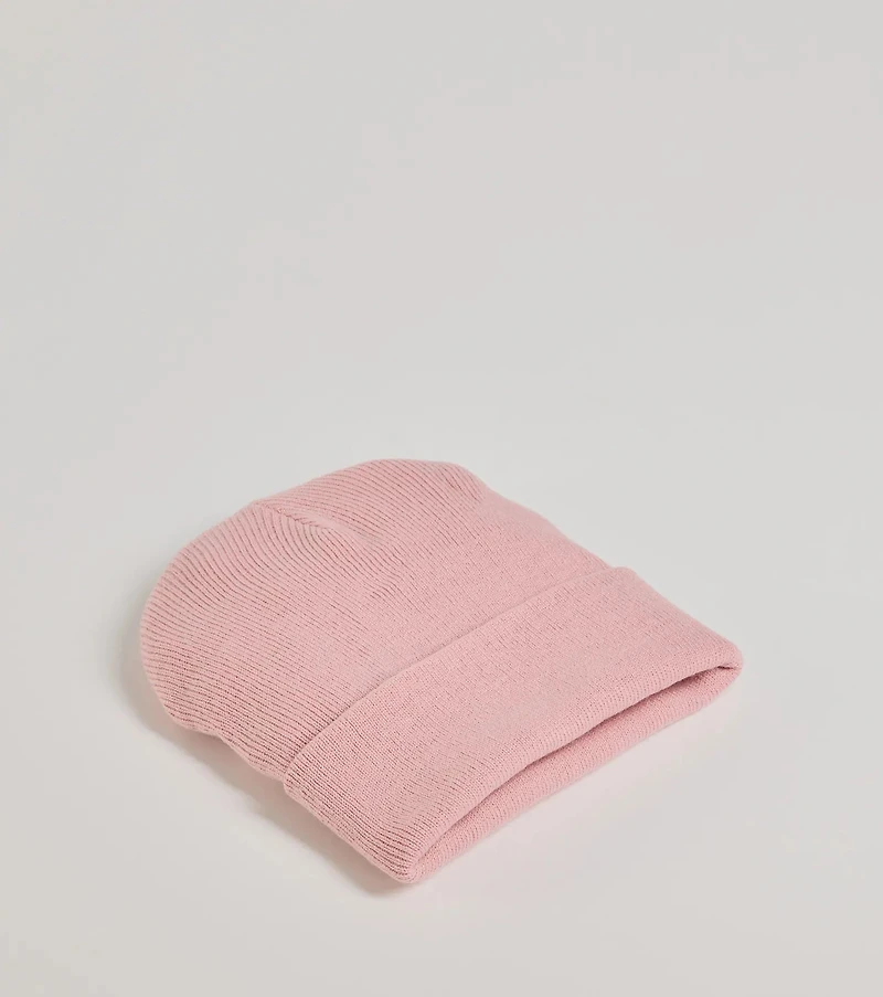 Casual Cozy Ribbed Knit Fold-Over Beanie
