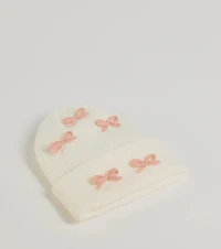 Cozy Up Bow Detail Ribbed Knit Beanie