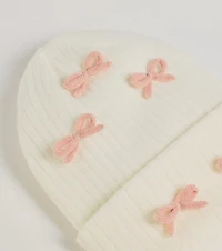 Cozy Up Bow Detail Ribbed Knit Beanie
