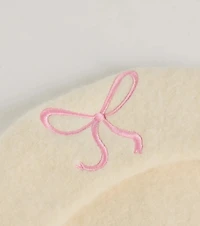 So Chic Bow Detail Faux Wool Beret