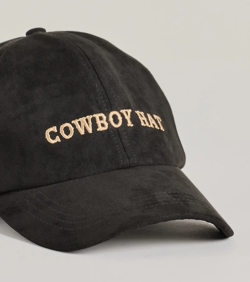 Western Chic Faux Suede Cowboy Script Hat