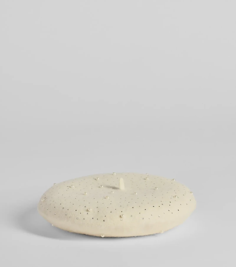 Glitzy Glam Rhinestone And Faux Pearl Beret