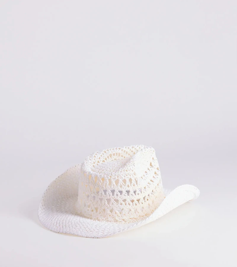 Beachy Chic Beaded Straw Cowboy Hat