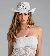 Beachy Chic Beaded Straw Cowboy Hat