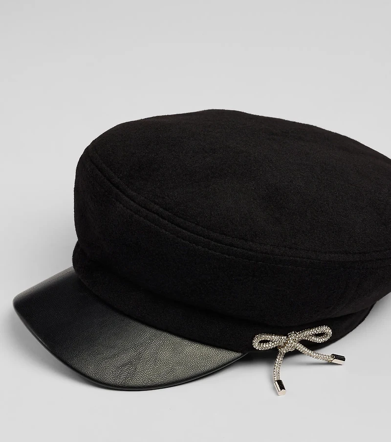 Glam The City Rhinestone Bow Cabbie Hat