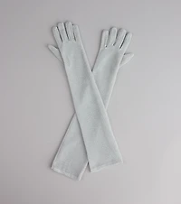 Shine On Glitter Mesh Long Gloves
