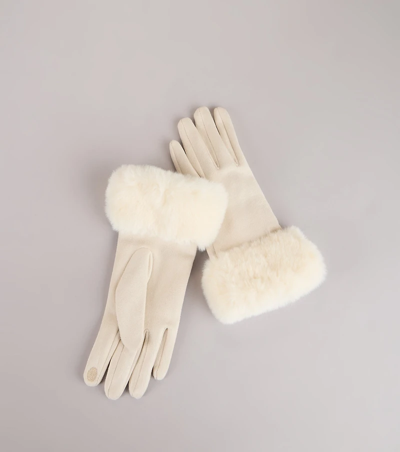 Cold Weather Luxe Faux Fur Trim Gloves