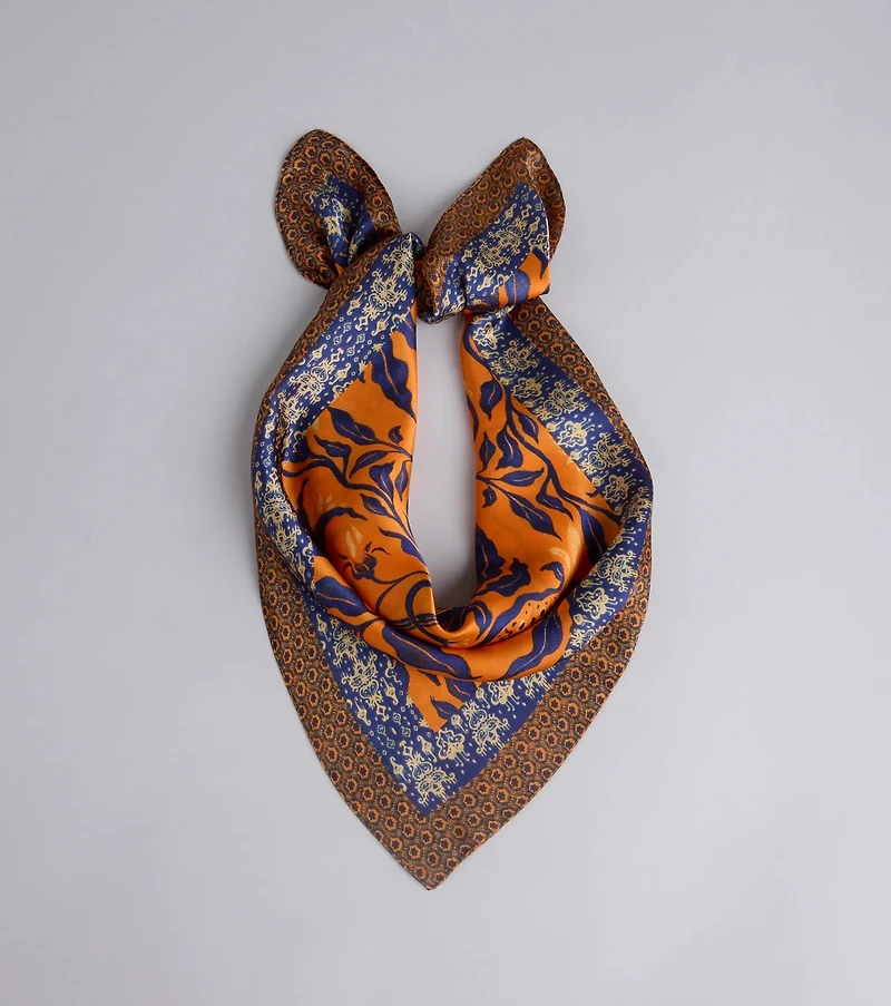 Boho Chic Floral Satin Scarf