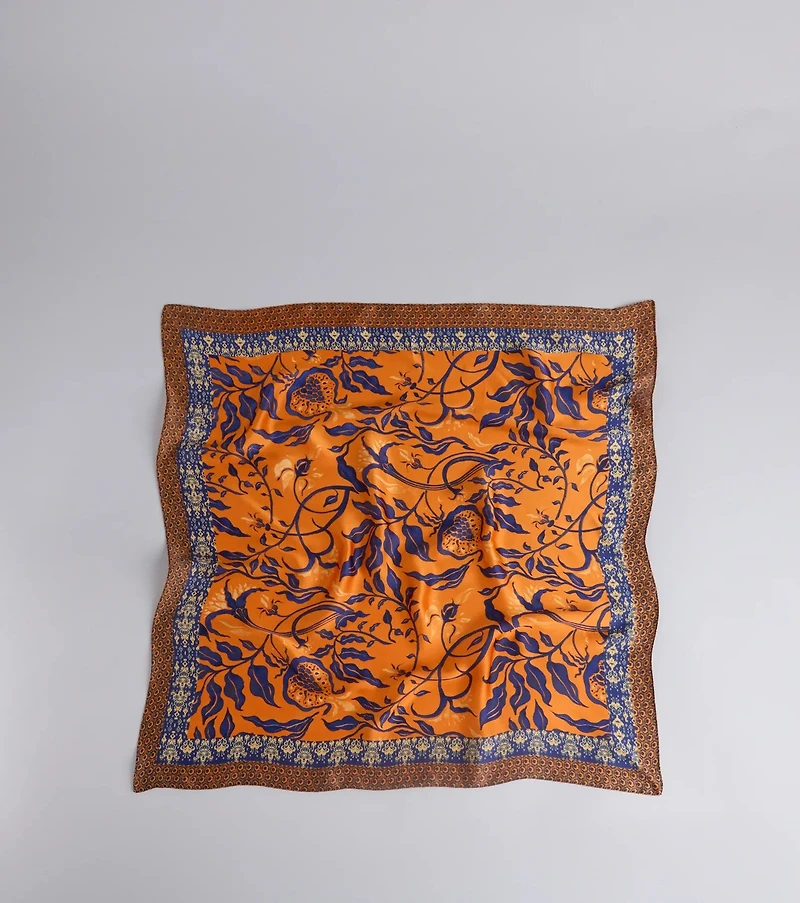 Boho Chic Floral Satin Scarf