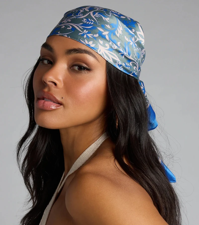 Cause A Stir Floral Satin Scarf