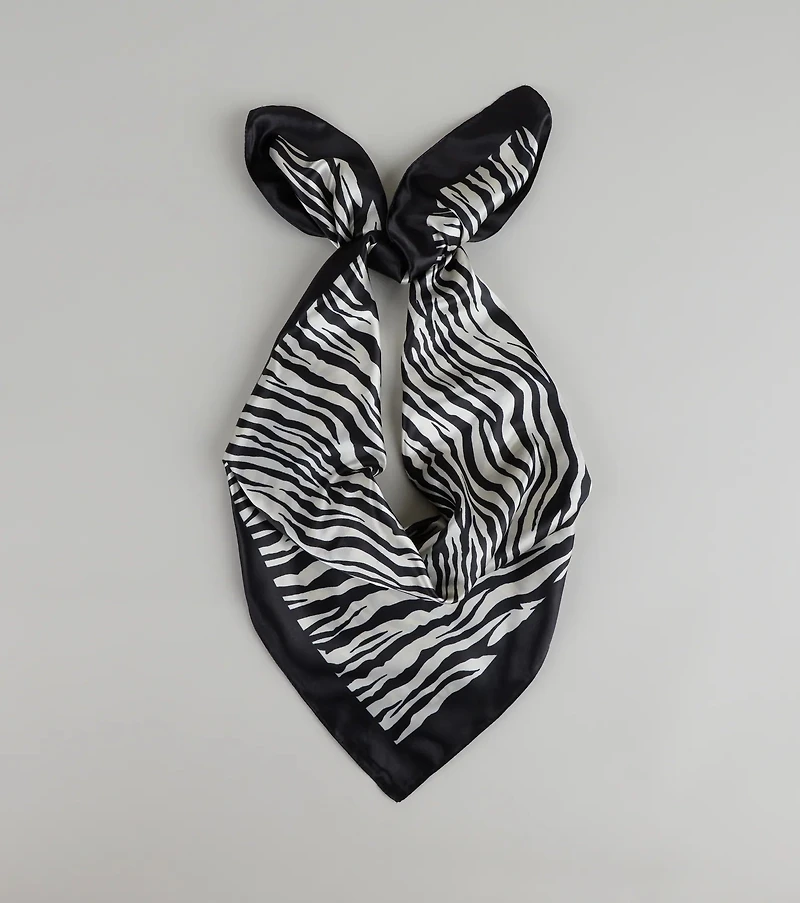 Call Me Extra Zebra Print Satin Scarf