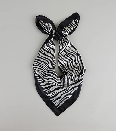 Call Me Extra Zebra Print Satin Scarf