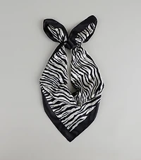 Call Me Extra Zebra Print Satin Scarf