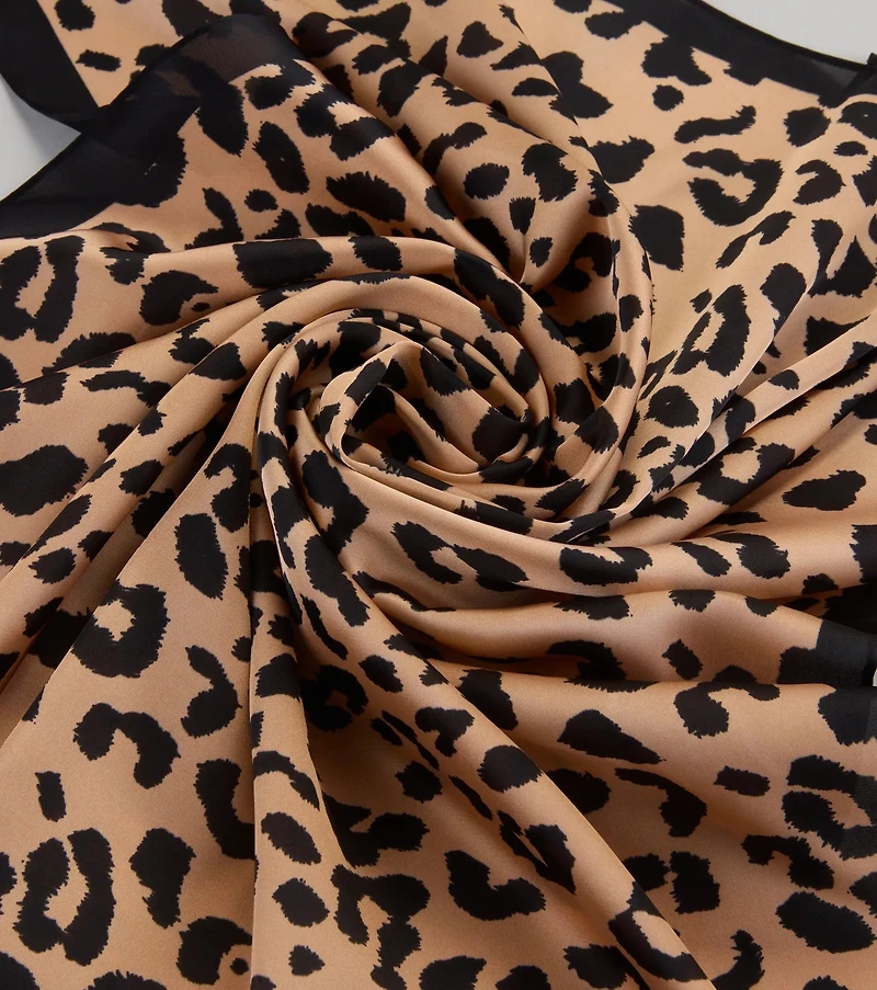 Sleek Purrfection Leopard Print Satin Scarf