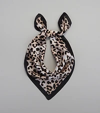 Sleek Purrfection Leopard Print Satin Scarf