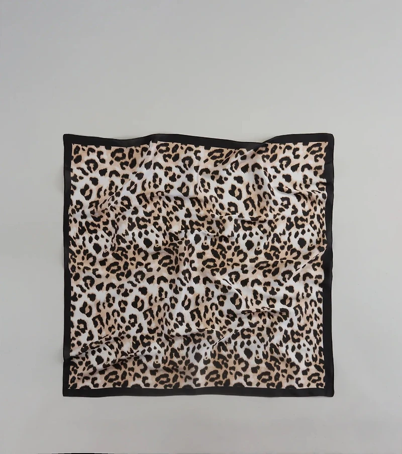 Sleek Purrfection Leopard Print Satin Scarf