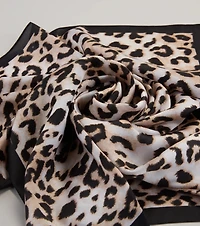 Sleek Purrfection Leopard Print Satin Scarf