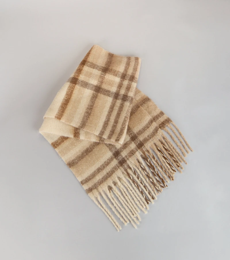 Cozy Check Plaid Knit Scarf
