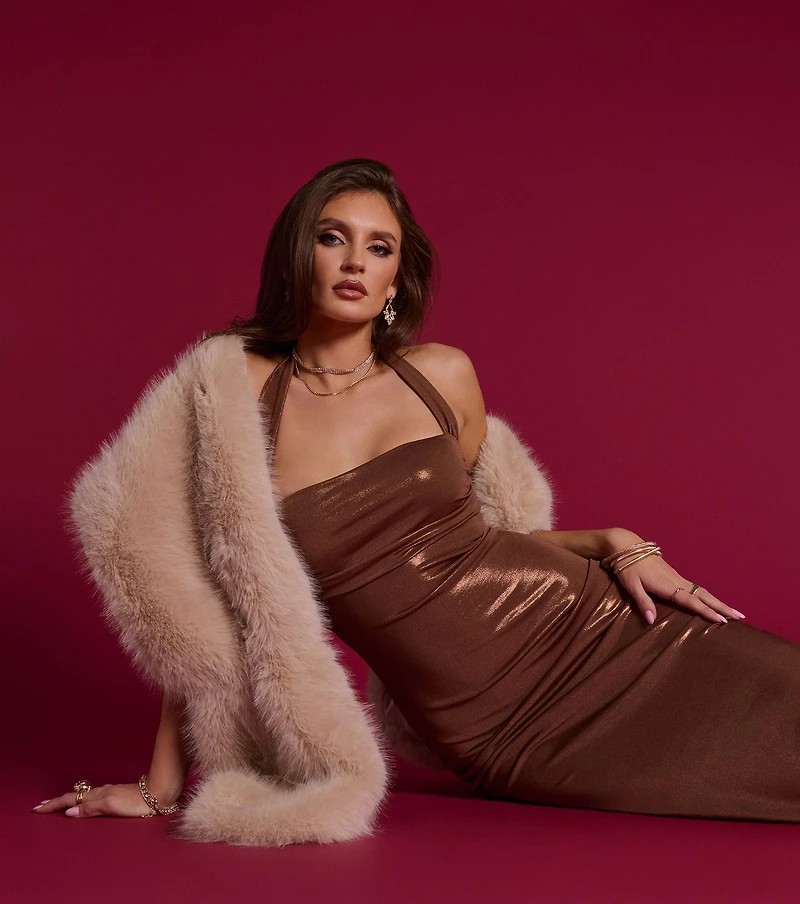 Wrapped Luxe Faux Fur Shawl