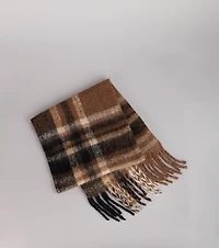 Fuzzy Comfort Plaid Fringe Scarf