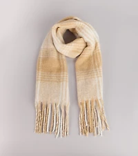 Classic Cozy Vibes Plaid Fringe Scarf