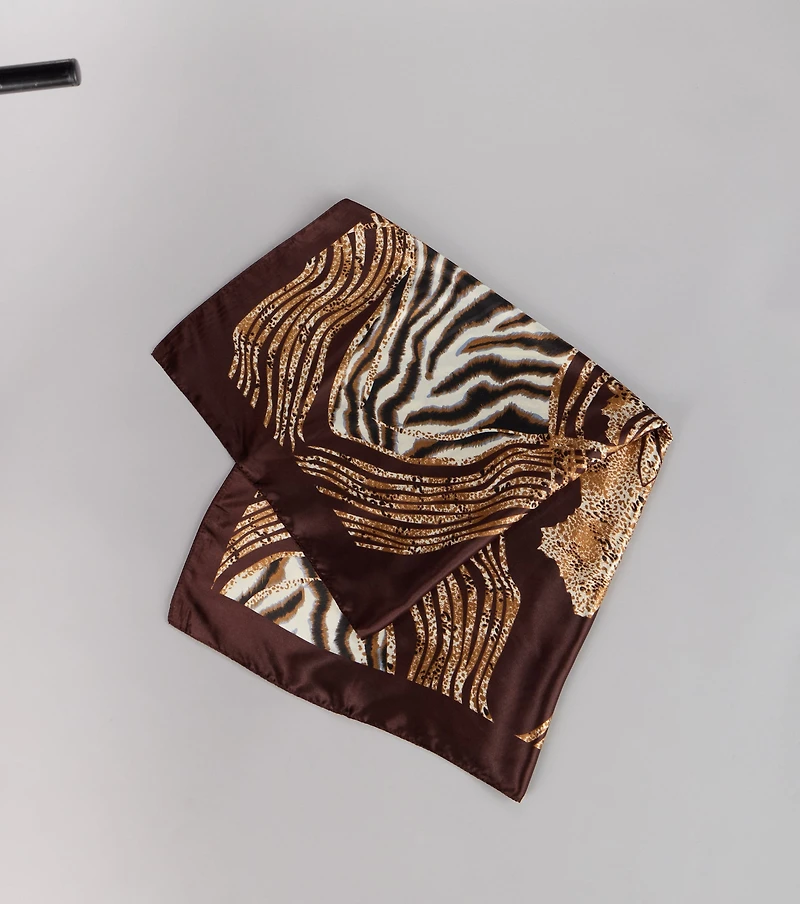 Wildly Chic Satin Animal Print Scarf