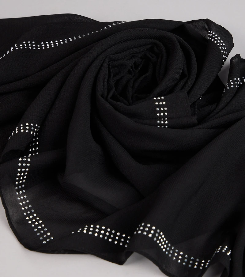 Starry Night Rhinestone Trim Scarf