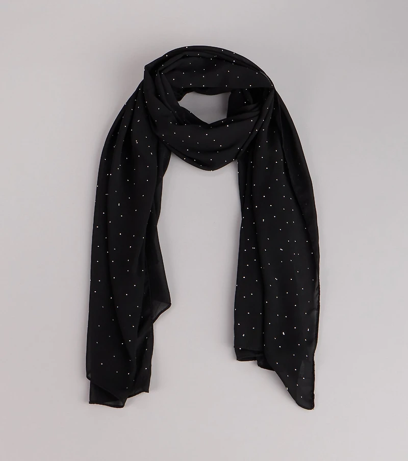 Soft Sparkle Rhinestone Chiffon Scarf