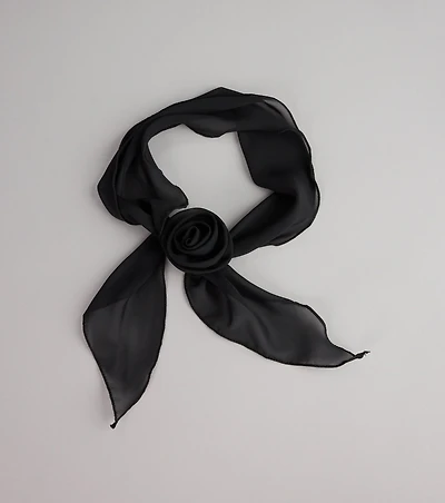 Rosette Charm Chiffon Skinny Scarf
