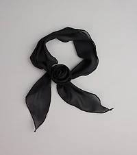 Rosette Charm Chiffon Skinny Scarf