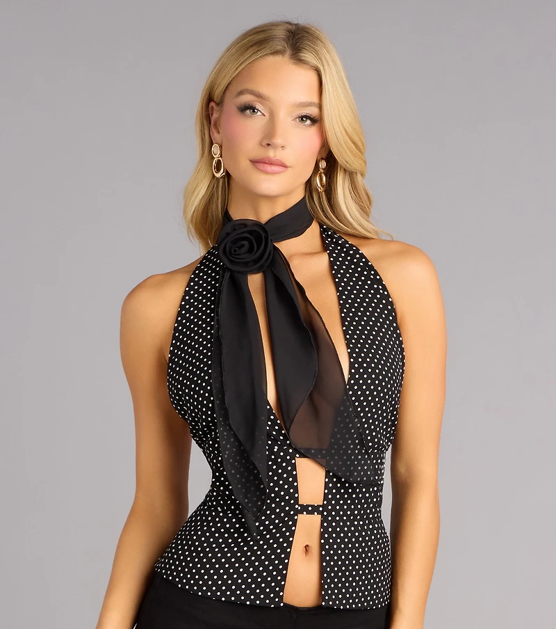 Rosette Charm Chiffon Skinny Scarf