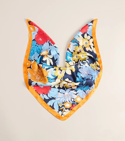 Postcard Ready Floral Print Satin Scarf