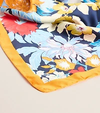 Postcard Ready Floral Print Satin Scarf