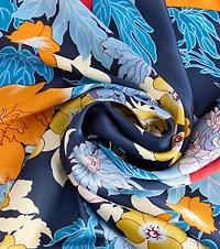 Postcard Ready Floral Print Satin Scarf