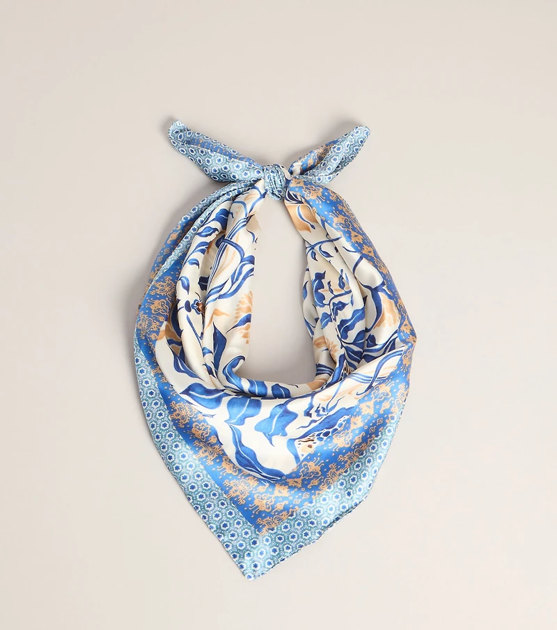 Euro Summer Satin Floral Scarf