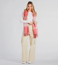 Warm Embrace Plaid Fringe Scarf