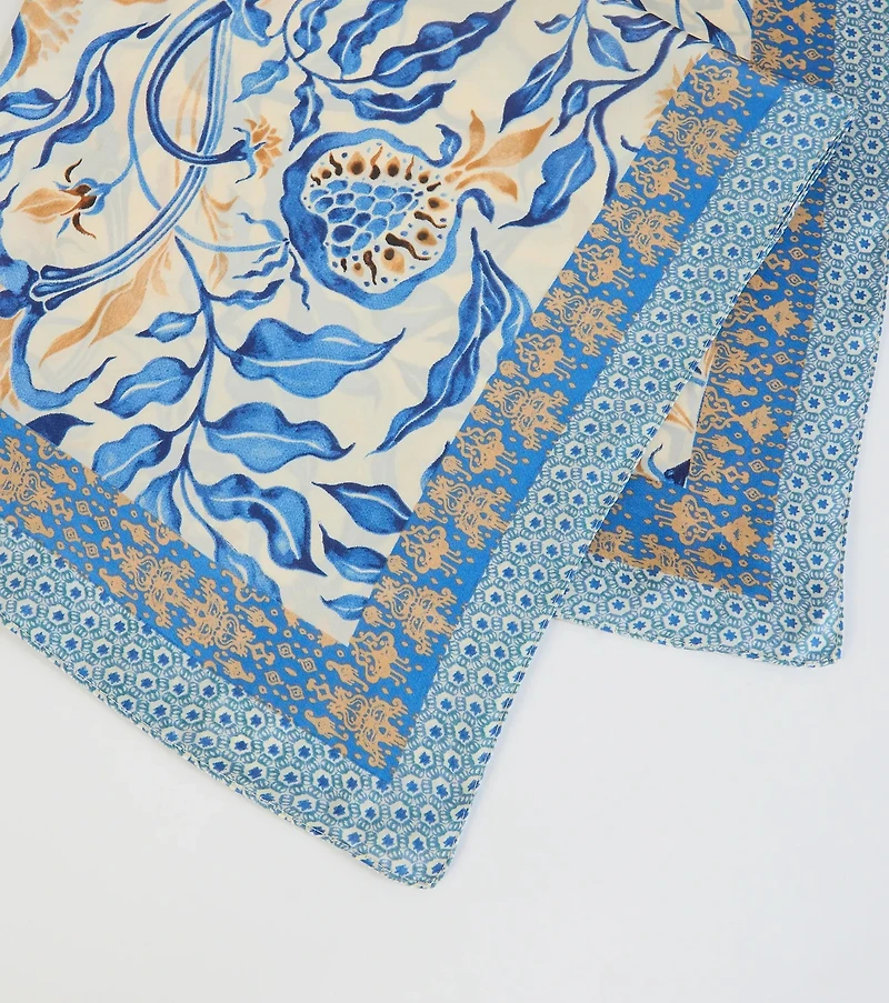 Radiant Accent Floral Boho Satin Scarf