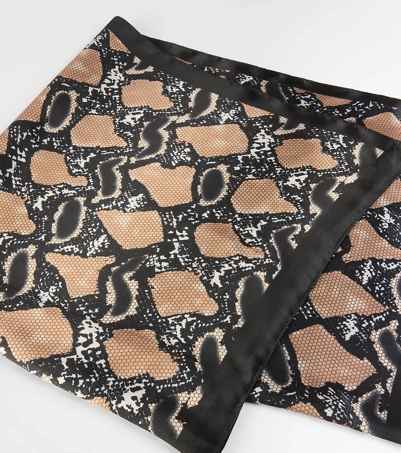 Slithery Style Snake Print Satin Scarf