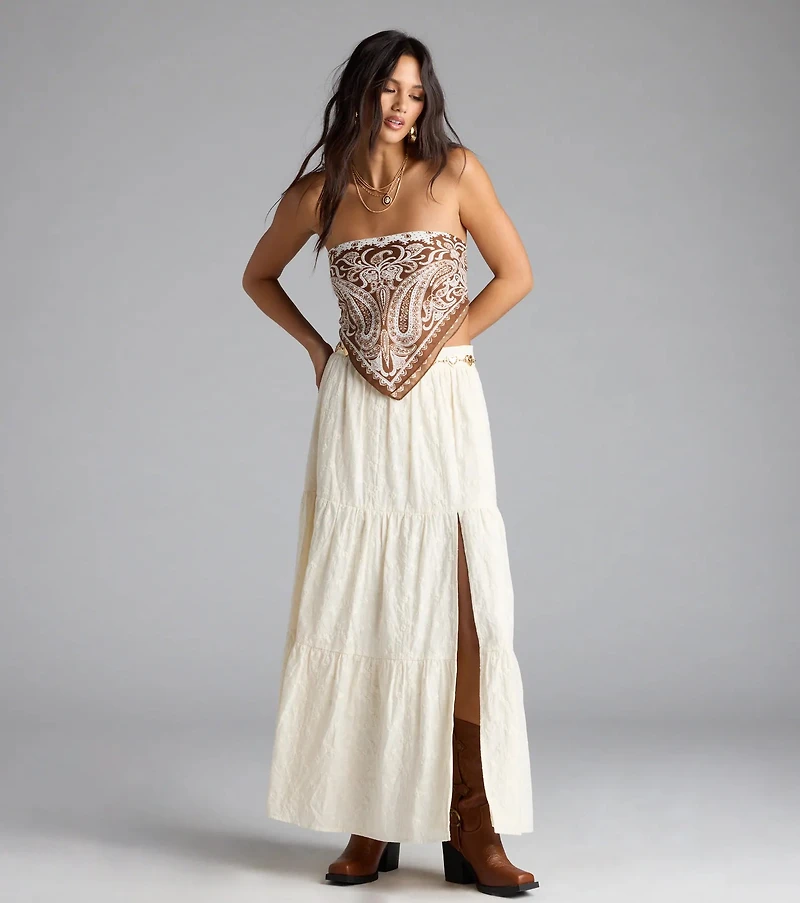 Boho-Chic Paisley Knit Scarf