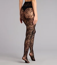 Dark Bloom Floral Lace Fishnet Tights