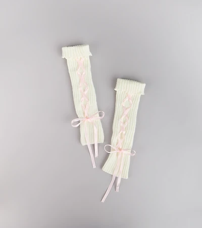 Cozy Coquette Rib Knit Bow Leg Warmers
