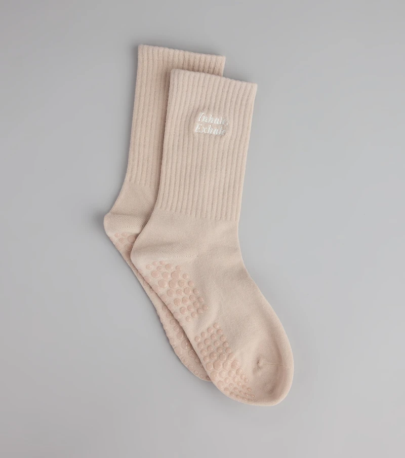 Inhale Exhale Grip Crew Socks