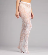 Dark Bloom Floral Lace Fishnet Tights