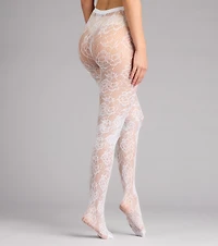 Dark Bloom Floral Lace Fishnet Tights