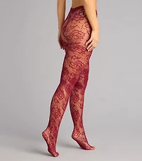 Dark Bloom Floral Lace Fishnet Tights