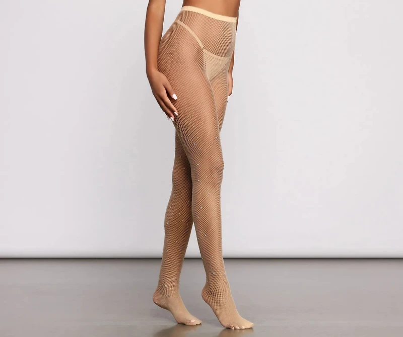 High Waist Heat Stone Fishnets