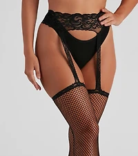 Fishnet Fantasy Lace Garter Stockings